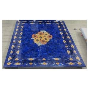 Rectangular azul Lapis Lazuli incrustaciones de mesa de comedor superior - Product Image 1