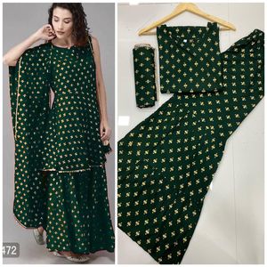 Ropa de oficina informal para mujer, conjunto de 3 piezas, Kurta, Sharara, Dupatta, Material impreso de algodón, última colección a la moda, venta al por mayor - Product Image 4