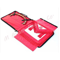 Carré rouge et boussole avec tablier en cuir G | Tablier de broderie à la main de maître maçon de rite écossais