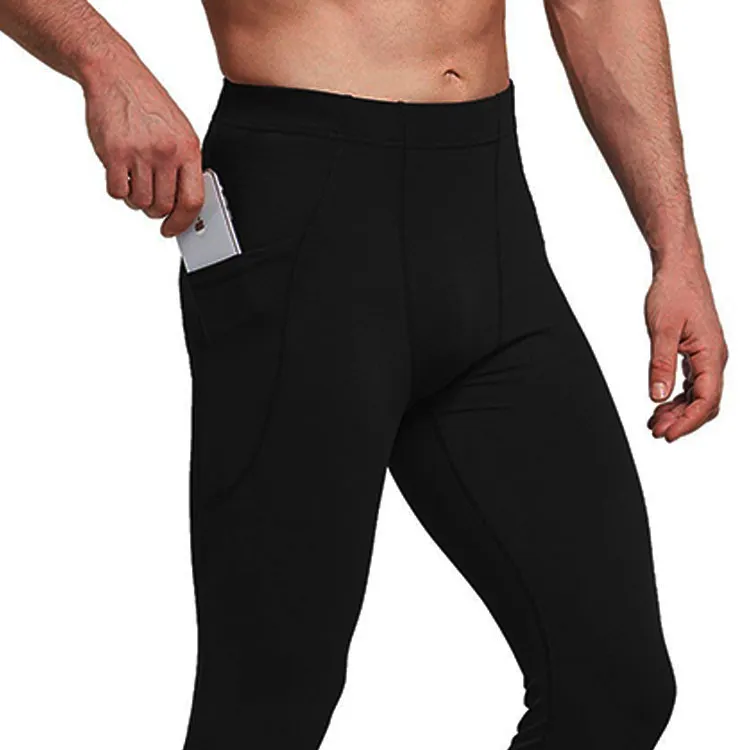 Benutzer definierte Private Label Compression Herren Fitness Stoff Yoga Leggings Hosen mit Handy taschen sehr angepasst