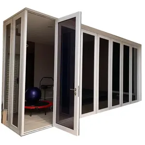Sound Insulation Patio Aluminium Glazed Folding Doors Accordion Doors With Factory Customize