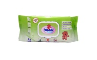 Lingettes humides pour bébé sans alcool TANGO WOODS, format 15x18 feuilles, certifiées ISO 9001:2008, usage domestique, matériau en papier