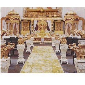 Gran tema dorado Boda tradicional Mandap Boda rústica hindú Mandap Configuración Mejor estilo abierto indio Mandap Decoración EE. UU. - Product Image 1