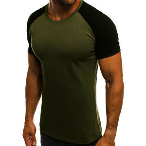 T-shirt manches courtes pour hommes, couleur unie, Slim, pour la musculation, avec impression personnalisée - Product Image 1
