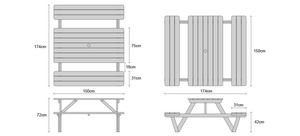 Solid Wood Modern Picnic <b>Table</b> with Attached <b>Benches</b> Outdoor <b>Garden</b> Furniture Durable 4 Seater Patio Set - Product Image 2