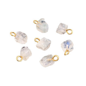 Conectores de piedras preciosas chapadas en oro/plata, piedra lunar arcoíris natural de Fuego Azul rugoso, precio de fábrica, novedad - Product Image 1