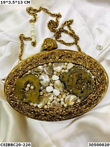 Designer Mother of Pearl Brass <b>Clutches</b> | Handmade Exclusive Wedding Ladies <b>Bridal</b> Brass MOP <b>Clutch</b> <b>Bags</b> - Product Image 6