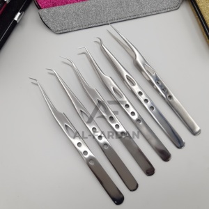 Pince à épiler personnalisée et durable en acier inoxydable avec poignées pointues et dentelées pince à épiler pour polir le volume des cils - Product Image 1