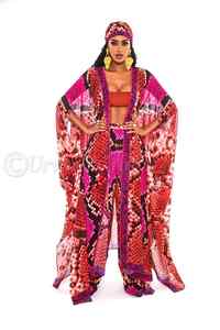 Ensemble Kimono imprimé numérique multicolore pour femmes, Kimono de plage de bonne qualité, personnalisé, offre spéciale - Product Image 2