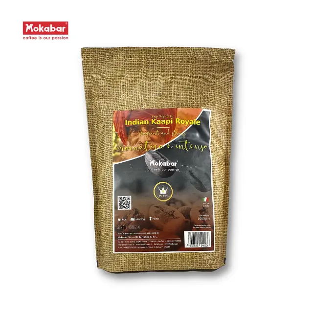 MOKABAR Italian Roasted Coffee Beans from India High Italian Quality 100 % Robusta For Hotels