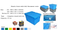 UP HDPE Plastic Box Turnover Bleu avec Filet et Empilable 600X400X300mm Caisses de Stockage Moulées par Injection de Qualité Alimentaire