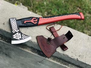 Handmade Custom High Carbon Steel Forged Viking Axe Versatile Damascus Axe <b>Head</b> Hatchet Hickory Wood Vintage <b>Style</b> Camping - Product Image 6