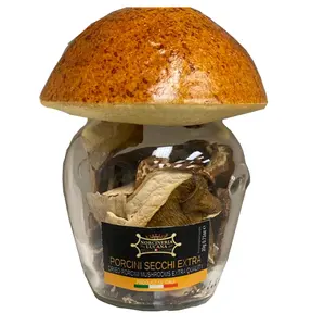 GETROCKNETE PORCINI PUSHROOMS Boletus edulis hergestellt in Italien Sonder qualität anpassbares Etikett Spezial glas