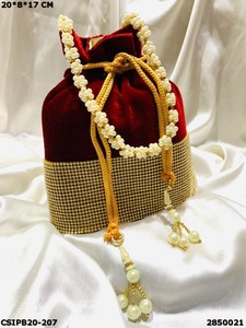 Handmade <b>Wedding</b> Exclusive Bridal Designer Potli Batua Ladies Bags | Handcrafted Potli Batua <b>Wedding</b> Bag - Product Image 4