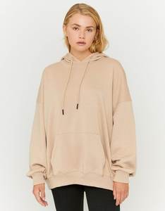 Haute qualité de Femmes à capuche coton pull beige couleur - Product Image 1