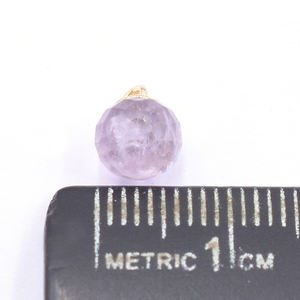 Colgante de amatista redonda chapado en oro con argolla para la fabricación de joyas - Product Image 3