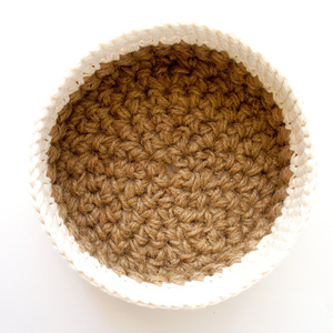 Wholesale Indoor Handcrafted Round Jute mix Cotton Baskets Crochet Pattern Made in Vietnam