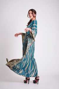 2022 nueva venta al por mayor verano Tie Dye Floral Kaftan Sexy negro hasta el suelo Vestido de playa para mujeres largo cubrir - Product Image 6