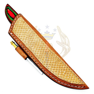 Magnifique couteau de skinner de camping à lame tranchante fixe en acier damassé personnalisé avec manche en bois dur supporté par l'OEM - Product Image 6