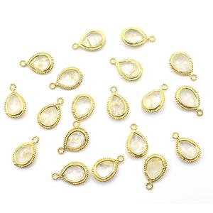 ควอทซ์รุทิลาสีทองรูปลูกแพร์925ฝาชุบทองจี้ทำมือทำเครื่องประดับ - Product Image 5