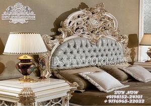 Juego de muebles de dormitorio tallados a mano de estilo europeo, tapicería de lujo, color plateado, diseño francés - Product Image 2