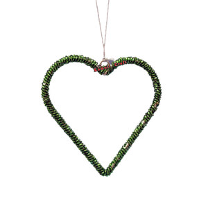 Green Heart Beaded <b>Wire</b> Metal Custom Christmas Ornament Decoration - Product Image 1