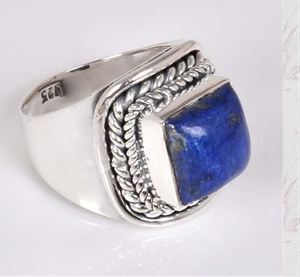 Best Selling Quality Natural <b>Lapis</b> <b>Lazuli</b> Gemstone 925 Sterling Silver Handmade <b>Ring</b> Jewelry Wholesale Factory Price - Product Image 1