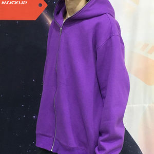 Fournisseur de sweats à capuche pour hommes, personnalisés, à fermeture éclair intégrale, 100% coton, molleton épais, coupe oversize, style streetwear, couleur unie, vierges, modèle 2025 - Product Image 6