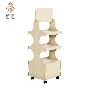Espositore in legno di qualità produzione EUROSUD Made in Italy in betulla altezza 136 cm per negozi e supermercati. - Product Image 1