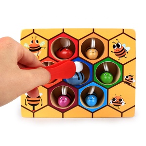 Montessori — jouet fleur en bois pour enfants, Puzzle abeille à moteur fin, pince abeille, <span class=keywords><strong>jeu</strong></span> assorti, couleurs - Product Image 2