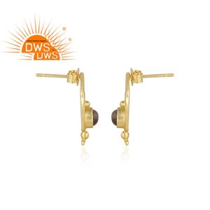 Boucles d'oreilles clous en argent sterling 925 plaqué or 14 carats, labradorite naturelle, cadeau de mariage tendance pour femme - Product Image 3