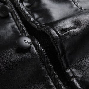 แจ็กเก็ตหนังกันลมแนววินเทจสำหรับผู้ชาย,แจ็กเก็ตหนังแนวพังก์บุขนสัตว์ให้ความอบอุ่นสำหรับมอเตอร์ไซค์คลาสสิกฤดูหนาว - Product Image 6