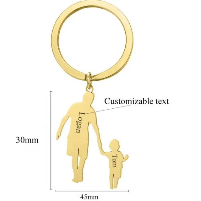 Yiwu-Llavero de acero inoxidable para padres e hijos, forma de imagen de miembros de la familia, recortado, con memoria de amor