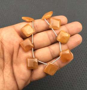Cuentas de cuarzo rutilo de buena calidad, piedras preciosas naturales de forma cuadrada, Briolette suave, venta al por mayor, 1 hilo - Product Image 6
