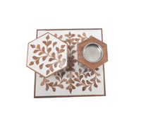 Coffret Mubkhar Artisanal Classique en Bois d'Acacia et Résine, Brûleur d'Encens Bakhoor Arabe Parfumé Anis Étoilé et Musc