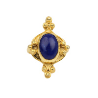 Meilleure qualité de pierre précieuse Lapis Lazuli faite à la main bijoux indiens plaqué or de créateur bague en laiton bijoux pour femmes et bague