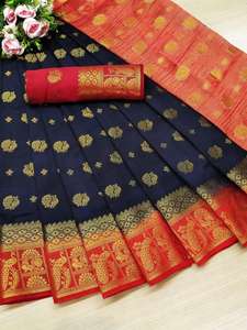 Kanchipuram seda Sari fiesta desgaste boda india último diseñador banarasi algodón seda sari con blusa señoras desgaste mayorista apparelgarment - Product Image 5