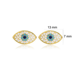 Minimalist Turkish Eye Design <b>Stud</b> Earrings Wholesale Handcrafted 925 <b>Sterling</b> <b>Silver</b> Jewelry - Product Image 2