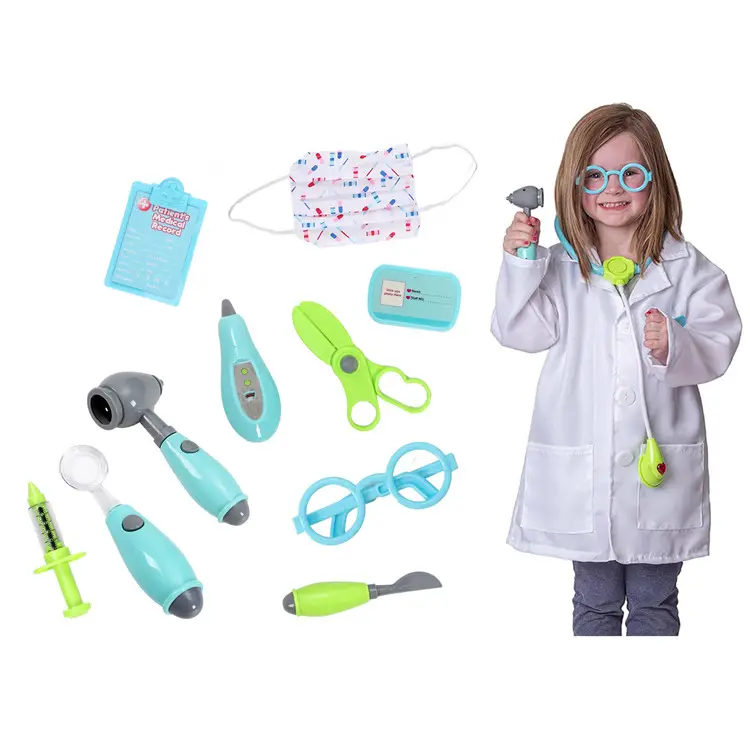 Wholesale kids career costumes12pcs fun educational kids medical kit toys with sounds and light,3-6 years old doctor toy