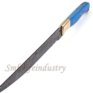 New Custom Hand Forged Damascus Fillet Fishing knife With leather Sheath cover (smk1599) - Product Image 3
