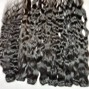 未処理の本物のインドの髪と整列した爪最高品質のバージンインドのレミーテンプルヘア横糸バンドル