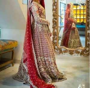 --NEW--HEAVY---<b>BRIDAL</b>--<b>JACKET</b>,LEHENGA---DRESS Embellished in Crystal Glass Beads Stone FULL of DABKA-work for Wedding--2021-- - Product Image 1