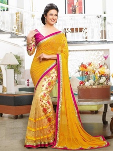 Self Designed Party Wear Designer Saree brodé en soie avec vêtement chemisier - Product Image 2