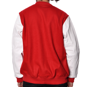 Nouveauté veste de baseball pour hommes personnalisable enduit polaire chenille broderie col rond fermeture éclair décontracté vente en gros blanc - Product Image 4