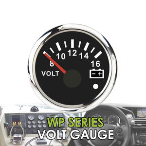 Medidor de voltios de alta calidad de 2-1/16 \ "52mm para marinos y automotrices 8 ~ 16 voltios cara negra impermeable para medidor automático - Product Image 5