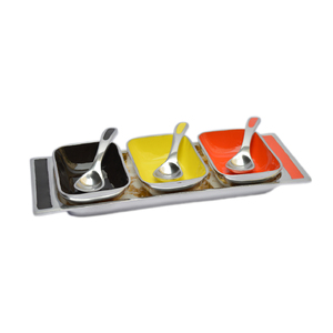 Best Theme Design <b>Sweets</b> Bowl With Standard Quality Enamel Finishing Design Solid Metal Snack Bowl Tray Together - Product Image 4