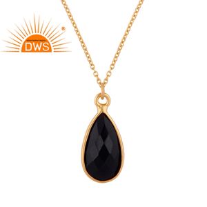 Lunette en pierre précieuse d'onyx noir, ensemble de pendentifs, fabrication de bijoux à la mode, laiton plaqué or 18k - Product Image 1
