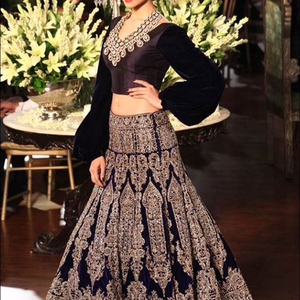 2021 Stylish Embroidered Silk Bridal Lehenga Choli Full Sleeves Velvet <b>Blouse</b> Indian Pakistani Wedding Gown Party - Product Image 1