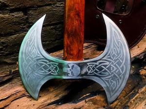 Hacha de doble vikingo Tomahawk hecha a mano personalizada, el mejor hacha de camping, hacha táctica de supervivencia, hacha de acero de alto carbono, hacha de doble hoja - Product Image 3