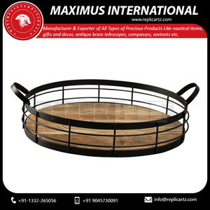 Exportador de bandejas de servicio de alimentos de metal de alta calidad, bandejas decorativas para servir, plato de bandeja Thali de cobre puro, servir té y café - Product Image 5